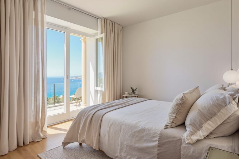 Dormitorio de lujo con vistas al Mediterraneo